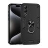 Per itel S25 Custodia per telefono con supporto ad anello in metallo antiurto (nero)