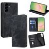 Per Samsung Galaxy A56 5G Custodia per telefono in pelle magnetica con spazzola antifurto RFID (nero)