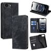 Per iPhone 16e Custodia per telefono in pelle magnetica con spazzola antifurto RFID (nero)