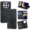 Per Redmi Note 14 Pro 4G RFID Antifurto Spazzola Magnetico Custodia in Pelle per Telefono (Nero)