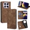 Per Redmi Note 14 Pro 4G RFID Antifurto Spazzola Magnetico Custodia in Pelle per Telefono (Marrone)