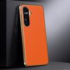 Per Samsung Galaxy S24 5G Custodia per telefono in vera pelle per PC (arancione)
