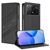 Custodia per telefono in pelle retrò con portafoglio multifunzionale in rilievo per Redmi K70E (nera)