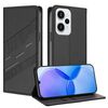 Per Redmi Note 12 Turbo Custodia per telefono in pelle retrò multifunzionale con portafoglio in rilievo (nero)