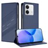 Custodia in pelle retrò con portafoglio multifunzionale in rilievo per Redmi Note 13 5G (blu scuro)