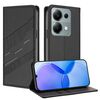 Custodia in pelle retrò con portafoglio multifunzionale in rilievo per Redmi Note 13 Pro 4G (nera)
