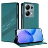 Per Redmi Note 13 Pro 4G Custodia per telefono in pelle retrò con portafoglio multifunzionale in rilievo (verde scuro)