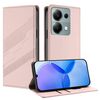 Per Redmi Note 13 Pro 4G Custodia per telefono in pelle retrò con portafoglio multifunzionale in rilievo (rosa)