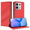 Custodia per telefono in pelle retrò con portafoglio multifunzionale in rilievo per Redmi Note 13 Pro 5G (rossa)