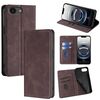 Per iPhone 16e Custodia magnetica in pelle con effetto pelle (marrone scuro)