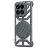 Custodia per telefono MagSafe con supporto girevole in fibra di carbonio cava per Xiaomi 15 (grigio)