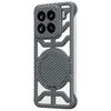 Custodia per telefono MagSafe con supporto girevole in fibra di carbonio cava per Xiaomi 15 Pro (grigio)