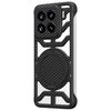 Custodia per telefono MagSafe con supporto girevole in fibra di carbonio cava per Xiaomi 15 Pro (nera)