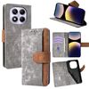 Per Redmi Note 14 Pro 5G / 14 Pro+ Custodia per telefono in pelle con cuciture colorate e blocco RFID (grigio)