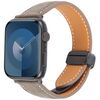 Per Apple Watch 46mm / 49mm / 45mm / 44mm Cinturino per orologio in pelle denim con fibbia magnetica pieghevole (marrone chiaro)