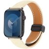 Per Apple Watch 46mm / 49mm / 45mm / 44mm Cinturino per orologio in pelle denim con fibbia magnetica pieghevole (albicocca)
