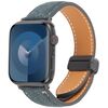 Per Apple Watch 42mm / 41mm / 40mm / 38mm Cinturino in pelle denim con fibbia magnetica pieghevole (blu scuro)