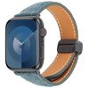 Per Apple Watch 42mm / 41mm / 40mm / 38mm Cinturino per orologio in pelle denim con fibbia magnetica pieghevole (blu reale)