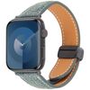 Per Apple Watch 42mm / 41mm / 40mm / 38mm Cinturino per orologio in pelle denim con fibbia magnetica pieghevole (blu grigio)