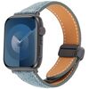 Per Apple Watch 42mm / 41mm / 40mm / 38mm Cinturino per orologio in pelle denim con fibbia magnetica pieghevole (blu nebbia)