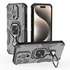 Per iPhone 16 Pro Custodia per telefono in TPU ibrido con supporto in metallo per PC (nero)