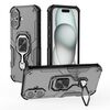 Per iPhone 16 Custodia per telefono in TPU ibrido con supporto in metallo per PC (nero)