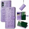 Per Fujitsu Arrows We2 / F-52E Custodia in pelle goffrata con motivo a gatto e cane (viola)