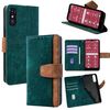 Per Fujitsu RakuRaku A401FC Custodia per telefono con cuciture colorate in pelle e blocco RFID (verde)