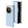 Per Huawei Mate X6 Gold Flip Fold Smart Window MagSafe Custodia in pelle per telefono (Sierra Blue)