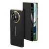Per Huawei Mate X5 Gold Flip Fold Smart Window MagSafe Custodia in pelle per telefono (nero)