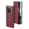 Per Huawei Mate X5 Gold Flip Fold Smart Window MagSafe Custodia in pelle per telefono (rosso vino)