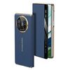 Per Huawei Mate X5 Gold Flip Fold Smart Window MagSafe Custodia in pelle per telefono (blu reale)