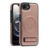 Per iPhone 16e Custodia per telefono PU con supporto multifunzione MagSafe (oro rosa)