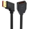 Cavo adattatore di estensione DisplayPort DP2.1 maschio a DP2.1 femmina gomito destro 52 Gbps 16K 30 Hz, lunghezza: 15 cm (nero)