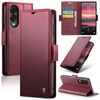 Per Samsung Galaxy S25 Edge 5G CaseMe 023 Butterfly Buckle Litchi Texture RFID Antifurto Custodia in Pelle per Telefono (Rosso)
