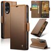 Per Samsung Galaxy S25 Edge 5G CaseMe 023 Butterfly Buckle Litchi Texture RFID Antifurto Custodia in Pelle per Telefono (Marrone)