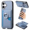 Per iPhone 16 Plus Custodia per telefono con inserto laterale ad anello in fibra di carbonio MagSafe (blu)
