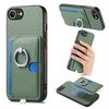 Per iPhone 6 / 6s Custodia per telefono con inserto laterale ad anello in fibra di carbonio MagSafe (verde)