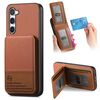 Per Samsung Galaxy S22 5G Twill Tessuto Pelle Verticale Flip RFID Card Bag Custodia per Telefono (Marrone)