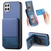 Per Samsung Galaxy A22 4G Twill Tessuto Pelle Verticale Flip RFID Card Bag Custodia per Telefono (Blu)