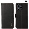 Per Honor 400 Lite KHAZNEH Custodia per telefono in vera pelle Litchi magnetica laterale RFID (nera)