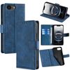 Per iPhone 16e Custodia per telefono in pelle con chiusura magnetica e effetto pelle di coccodrillo (blu)