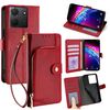 Per TCL 503 4G Custodia per telefono in pelle con cerniera (rosso)