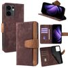 Per OPPO Reno13 F 4G / 5G Custodia per telefono in pelle con cuciture colorate e blocco RFID (marrone)