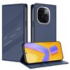 Per vivo iQOO Z9s Pro 5G India Custodia per telefono in pelle retrò con portafoglio multifunzionale in rilievo (blu scuro)