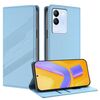 Per vivo V29e 5G / Y200 5G Custodia per telefono in pelle retrò con portafoglio multifunzionale in rilievo globale (azzurro chiaro)