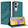 Per vivo V40 Lite 5G Global Embossed Multi-funzionale Portafoglio Retro Custodia per Telefono in Pelle (Verde Scuro)