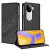 Per vivo V40e 5G India / iQOO Z9s 5G Custodia per telefono in pelle retrò con portafoglio multifunzionale in rilievo (nero)