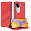 Per vivo V40e 5G India / iQOO Z9s 5G Custodia per telefono in pelle retrò con portafoglio multifunzionale in rilievo (rosso)
