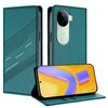 Per vivo V40e 5G India / iQOO Z9s 5G Custodia per telefono in pelle retrò con portafoglio multifunzionale in rilievo (verde scuro)